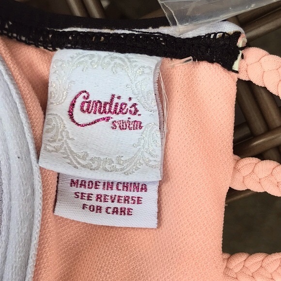 NWT Candie’s Black and Pink Striped Bandeau Swim Top Size Medium - Picture 7 of 10